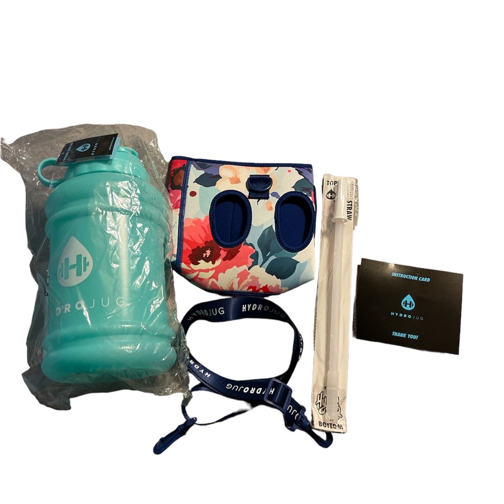 HydroJug Bottle and Carrier / Sleeve/ Straw used once